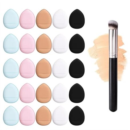 CZAYEFNH Pack De 25 Poudriers À Doigts Et Pinceaux Correcteurs - Idéal pour Les Fonds De Teint Liquides