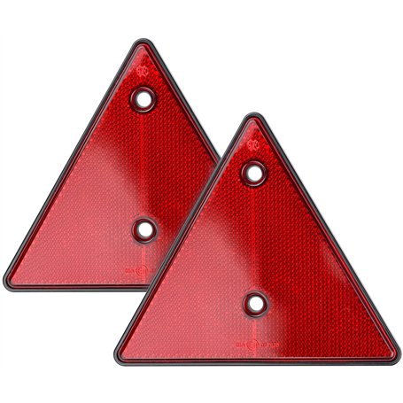 BLUESEABUY 2Pcs Catadioptre Triangle Rouge Réflecteurs Triangles Réfléchissant Remorque Triangle Reflecteur de Signalisation Vis