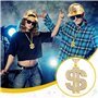 ZJRung Kit de Costume Hip Hop Lunettes de Soleil et Bagues de Rappeur Chapeau Collier Dollar Bracelet Chaîne d'or 80s 90s Access