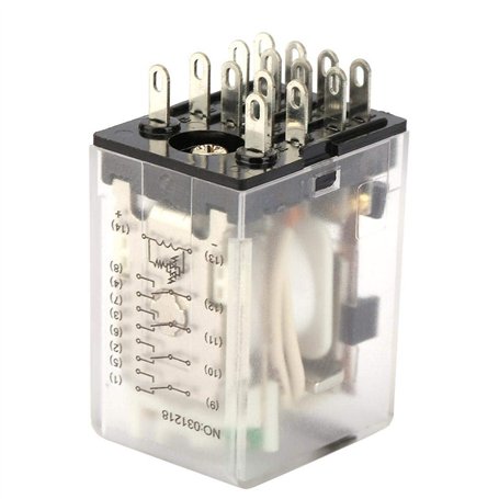 Relais Electromagnétique BEMM4C à 14 Broches 5A 6VDC / 12VDC / 110VDC Relais de Puissance Intermédiaire (12VDC)