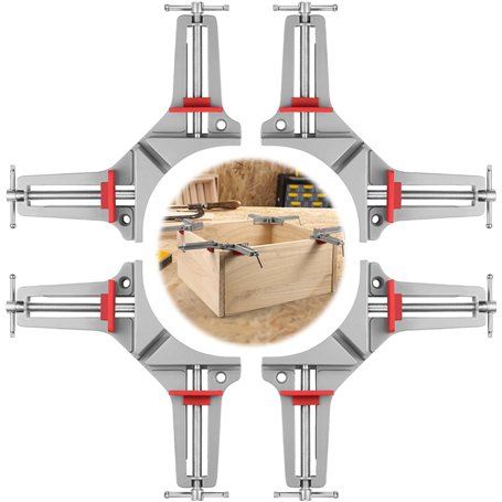 Lot de 4 tendeurs d'angle à 90 degrés - Pince d'angle droite - En alliage d'aluminium - Pour le travail du bois