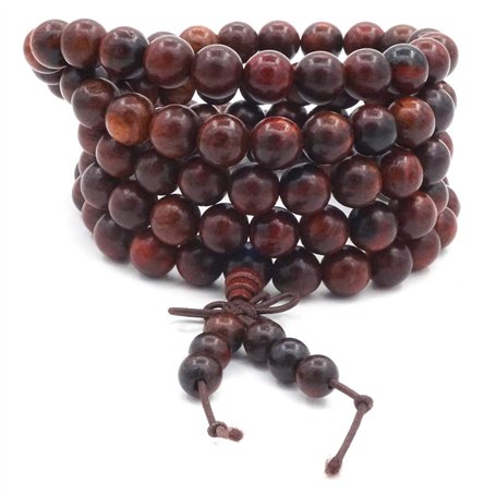 8MM 108 perles de prière Mala Bracelet de méditation Bouddha tibétain en bois de rose naturel
