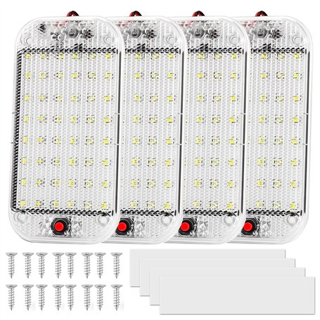 Nizirioo 48 LED Éclairage intérieur de voiture : 4 pièces 12 V – 85 V Éclairage intérieur de voiture avec interrupteur