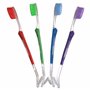 Brosse à dents orthodontique (lot de 4) ~ avec coupe en V à double extrêmité avec brossette interdentaire pour appareils orthodo