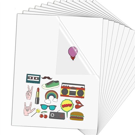 25 Feuilles Papier Autocollant Transparent