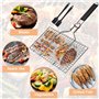 Udbrud Panier Grille pour Barbecue, Panier de Barbecue en Acier Inoxydable avec 1 Sac de Rangement et 2 Brosses en Silicone pani