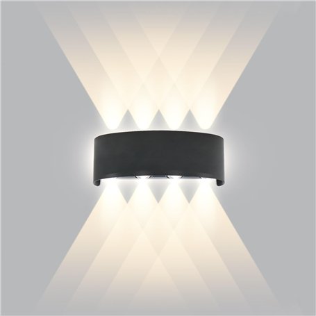 CHEVVY Applique Murale LED Noir 8W Applique Intérieur/Exterieur Murale IP65 Lampe Blanche Chaude 3000K Murale Moderne Carré Up D