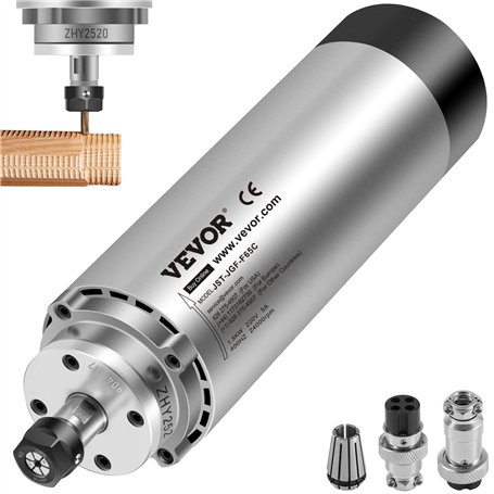 VEVOR 1.5KW Moteur Broche CNC Refroidissement Par Air Refroidi Des Roulements Importés D'Allemagne 65 * 205 mm Vitesse 24000 tr/