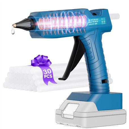 Powtree Pistolet à colle chaude sans fil pour batterie Makita 18 V