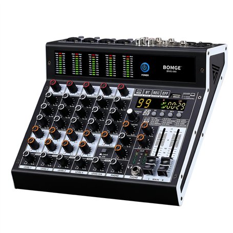 BOMGE Console de mixage audio professionnelle 6 canaux avec effet DSP 99