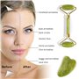 Lamkrtlp Jade Roller Visage et Gua Sha Masseur, Rouleau de Jade Double Extrémité et Pierre de Massage Naturelle, Masseur de visa