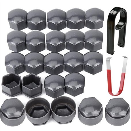 Gebildet 24pcs capuchons d'écrou de roue 17mm (5 capuchons de boulon antivol+19 capuchons de boulon normaux) cache-écrous de pne