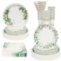 Lot de 50 assiettes jetables en carton vert sauge pour 50 personnes