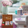 boîte à couture vintage en bois avec accessoires de coutu
