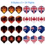 MoonSing Flechette Pointe Plastique, Set de 12 Fléchettes à Pointe Souple avec 8 Style 24 Ailettes Drapeau et 46 Plastic Pointes
