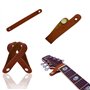 Alnicov Lot de 2 sangles pour ukulélé - En cuir synthétique - Avec bouton - Pour ukulélé et guitare acoustique - Marron