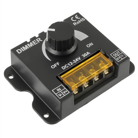 HUAREW LED Light Band Dimmer DC 12V-24V 30A Contrôleur de gradation PWM avec bouton marche/arrêt pour régler la luminosité LED D