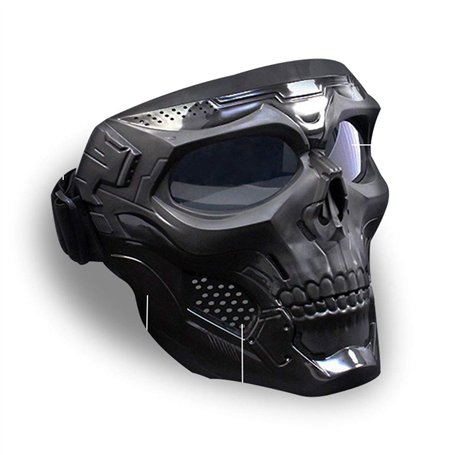 Masque de Moto avec Masque Amovible et Filtre de Bouche pour Casque Vintage Motif tête de Mort