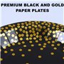 CEILIWEN Assiettes rondes jetables noires et dorées, lot de 100 assiettes en papier à pois dorés, 50 x 9 et 50 x 7 cm, assiettes