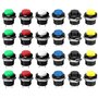 QWORK® Lot de 24 Interrupteurs à Bouton-Poussoir Momentané 16 mm - 3A 250V AC 2 Pôles - Assortiment de 6 Couleurs