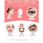 LEAZZLE Miroir grossissant avec lumière 30X,Miroir Maquillage Grossissant Lumineux,Miroir grossissant éclairé Rechargeable,Miroi
