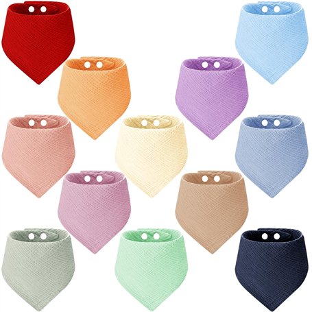 Toaren 12 Pièces Bavoirs Triangulaires Bavoir Bandana Bebe Bavoirs Bébé Mousseline Foulard Bavoirs Bébé Naissance 100% Coton ave