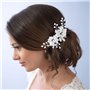 IYOU Peignes à cheveux de princesse pour mariée Fleur argentée Perle de cristal Accessoires pour filles et femmes