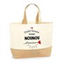 Sac Nounou d'Amour | Cabas de Plage Courses Coton et Toile de Jute Idée Cadeau Femme