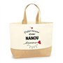 Sac Nanou d'Amour | Cabas de Plage Courses Coton et Toile de Jute Idée Cadeau Femme