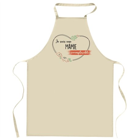 Planetee Tablier de cuisine Mamie Irremplaçable | Cadeau Fête des Grands-Mères Mamie Cuisinière Vêtement Blouse de protection Ba