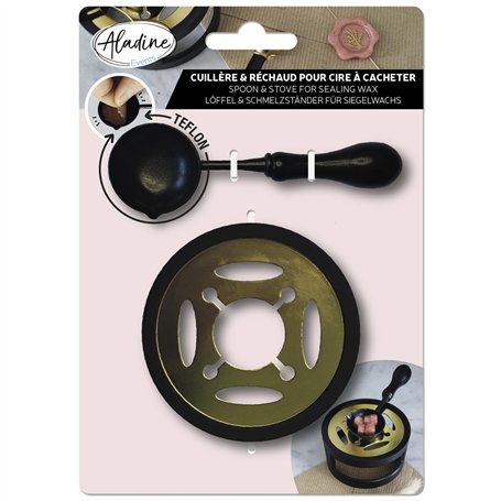 Aladine - Kit Réchaud & Cuillère pour Cire à Cacheter - Pour Créer & Chauffer Sceau de Cire - Cuillère Téflon - Faire-Part Maria