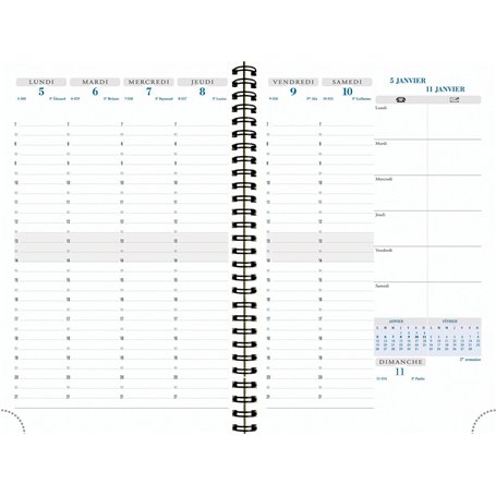 Exacompta - 200847E - Recharge Semainier Agenda SAD 20S Spiralé - 15 x 21 cm - Septembre 2025 à Décembre 2026