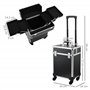 HOMCOM Valise Trolley Maquillage Mallette cosmétique Vanity poignée télescopique réglable 34L x 24l x 52H cm alu. Noir