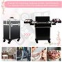 HOMCOM Valise Trolley Maquillage Mallette cosmétique Vanity poignée télescopique réglable 34L x 24l x 52H cm alu. Noir