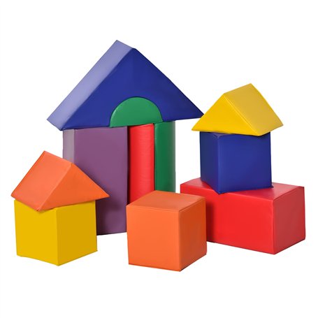HOMCOM 11 Blocs de Construction en Mousse - modules de motricité - Jouets éducatifs - Mousse EPE revêtement PU Multicolore