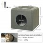 PawHut Maison Niche pour Chat 2 Niveaux avec Coussin Moelleux en Peluche - 36,5 x 36,5 x 33 cm Gris