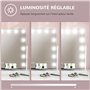 HOMCOM Miroir Maquillage Hollywood Lumineux, Miroir Coiffeuse avec 14 LED dimmables, Glossissant 10X et Charge USB, Support de t