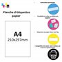 100 feuilles A4 papier adhésif blanc Étiquette autocollante 210 x 297 mm planche adhésive permanente de 1 etiquette marque UNIVE