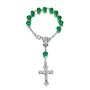 BOBIJOO Jewelry - Mini Chapelet Voiture Camion Bracelet Marie Vierge Croix Pendentif Argent et Vert
