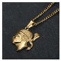 BOBIJOO Jewelry - Pendentif Tête de Maure en Acier Inoxydable Doré Or Fin avec Chaîne de 60cm, 30x30mm - Bijou Symbolique Corse,