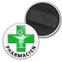 Badgmania Badge Magnétique 3.8cm Caducée Esculape Croix Verte Pharmacie Pharmacien
