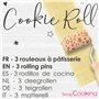SCRAP COOKING - Kit Cookie Roll avec 3 Mini Rouleaux à Pâtisserie en Bois avec Motifs - Décos Empreintes Gravées en Relief - Mou