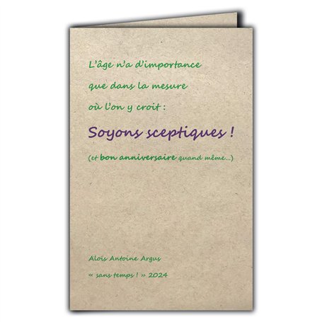 CIT-1019 Carte Bon Anniversaire Citation sur papier naturel fibré avec Enveloppe "L’âge n’a d’importance que dans la mesure où l