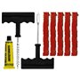 PARENCE.- Kit de Réparation de Pneu Tubeless - 5 Mèches 100 mm + Colle 10 ml + Fraise & Poinçon avec Poignée en T - Kit Crevaiso
