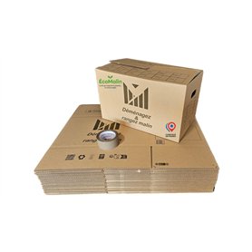 Lot de 20 Cartons de Déménagement 50x30x30 cm avec Poignées Renforcées