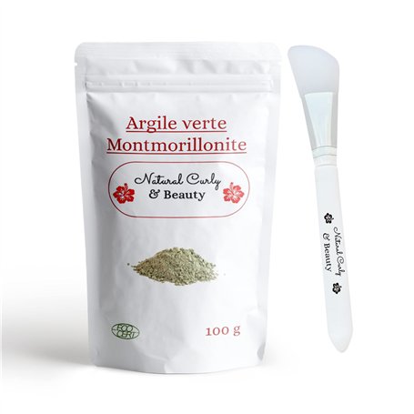 Argile verte montmorillonite ECO-CERT avec pinceau en silicone - Nettoie les pores en profondeur