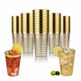 Gobelet en Plastique Premium Réutilisable de 330 ml avec Bord Doré - 50 Gobelets Élégants sans BPA pour Fête de Mariage