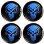 Biomar Labs 4 x 45mm Autocollant 3D Silicone pour Cache-Moyeu Enjoliveurs Centre de Roue Caches Emblème Crâne Noir Bleu A 345