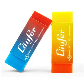 Läufer 69825 gomme Plast Color, bicolore, gomme fiablement des crayons à papier et de couleur, carte blister contient 2 gommes p Läufer 69825 gomme Plast Color