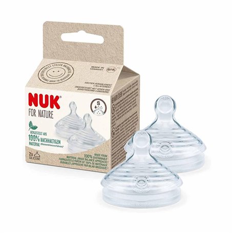 NUK For Nature Tétine S 2 Unités Silicone Débit Lent Tétine Biberon